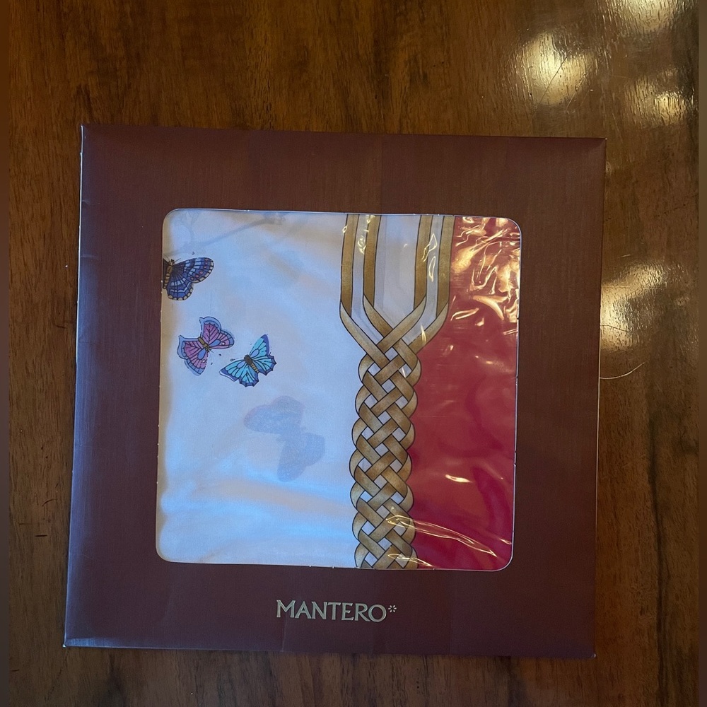 Mantero silk scarf floral and butterfly